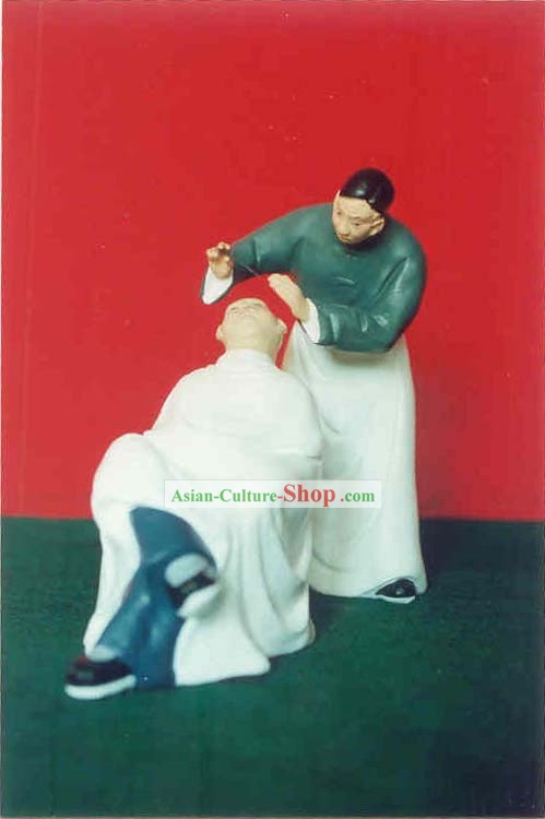 Китайский Ручная роспись Скульптура Искусство Клей Фигурка Шанг-парикмахерскими