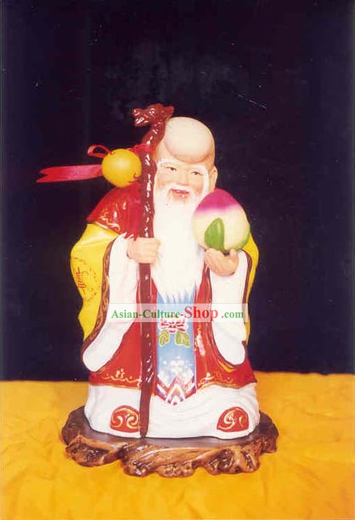 China Arte pintada Escultura de Figurine da argila Zhang-O Deus da Longevidade Long (na antiga fábula)