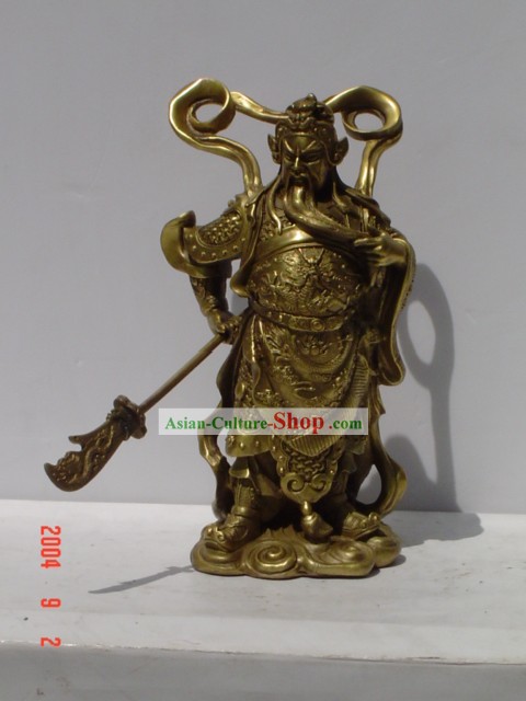 Chinês clássico Latão Gong-Estátua de Guan
