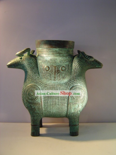 China clássico Archaize Bronze Ware-Palace Estátua Sheep Duplo