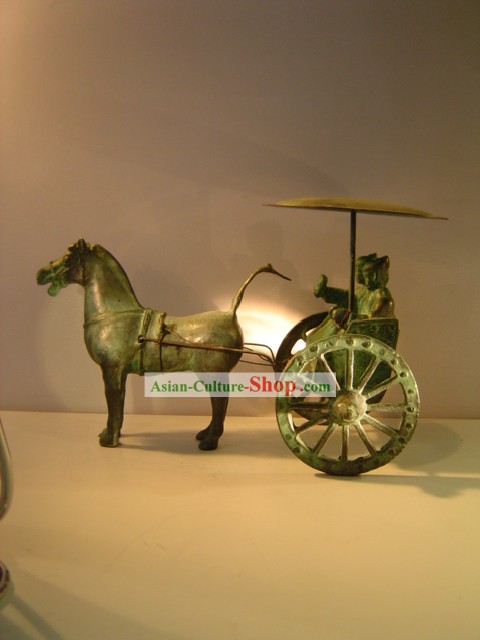 Chinês clássico Bronze Cavalo Archaize Ware-Guerra