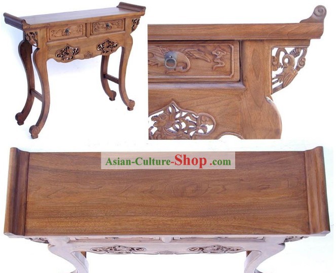 Dynastie des Ming chinoise main Classic Style sculpté longue table console en bois