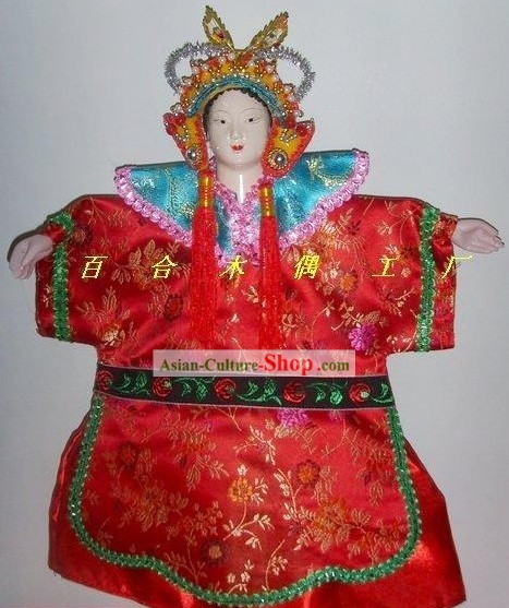 Títeres de mano clásico chino para novia con trajes tradicionales de boda Red