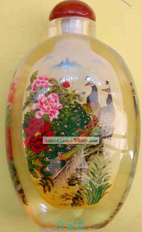 Chinese Classical Snuff Bottle With Inside Painting-Peacock Princess