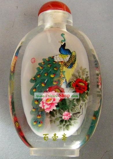 Chinese Classical Snuff Bottle With Inside Painting-Peacock King