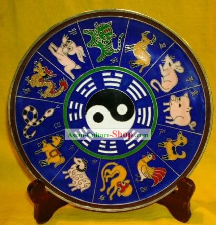 Chinesische Stunning Palace Cloisonne Sammlerstück-Zodiac Tweleve Tiere