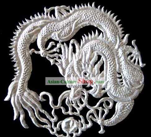 Prata Stunning chinês Artesanato Dragon-