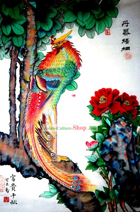 Chinese Traditional Painting with Meticulous Detail-Lucky Phoenix
