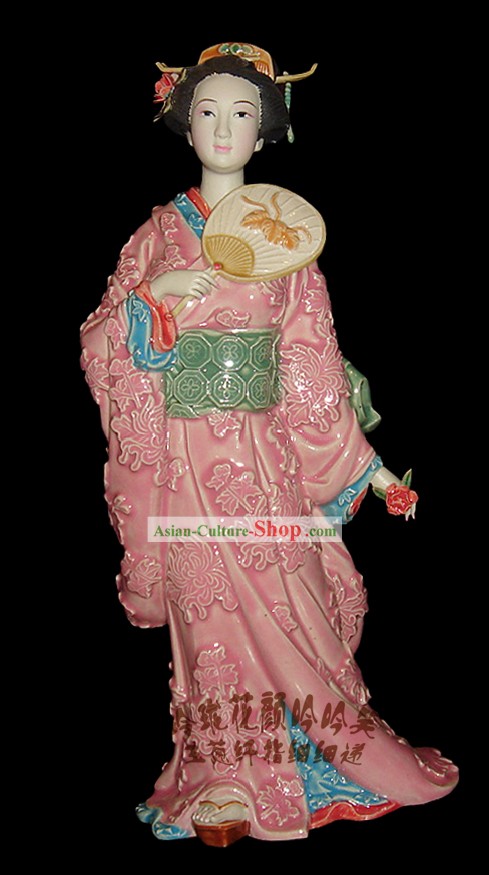 Chinesische Stunning Porzellan Collectibles-japanische Frau mit Kimono