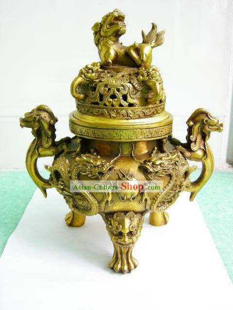 Chinese Classical Brass Collectibles-Dragon Censer