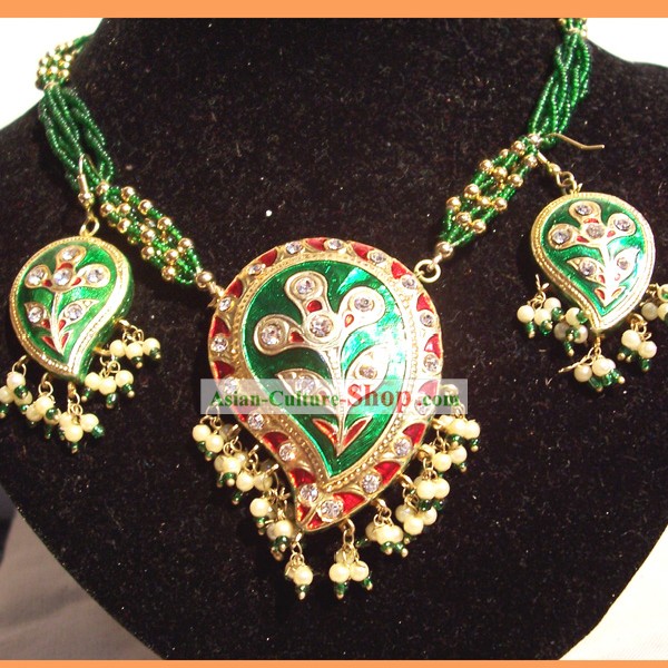 Индийская мода ювелирные изделия Костюм-зеленых перьев Феникса