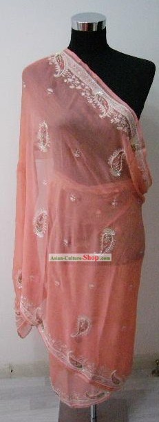 Indian Hand Embroidered Silk Long Cape