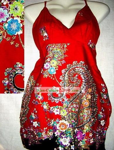 India super hermosa suerte de la Mano Roja bordada falda larga