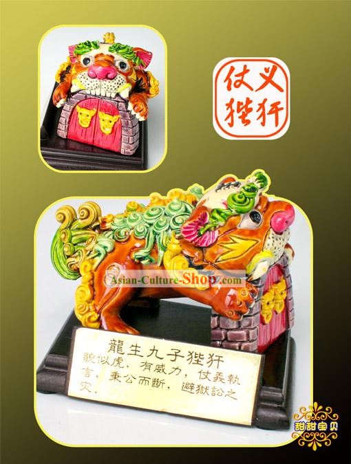 Clássica Chinesa Cochin Estátuas Cerâmica Nove Filhos do Dragão-Bi Um