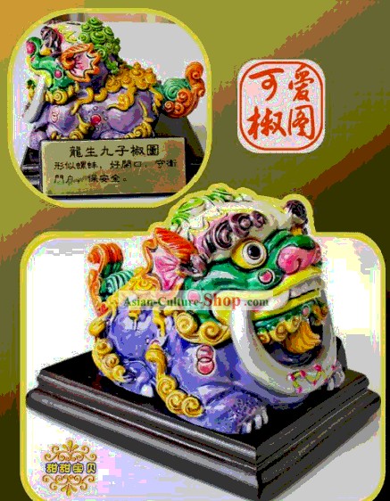 Cerâmica chinesa clássica Estátuas Cochin Nove Filhos do Dragão-Tu Jiao