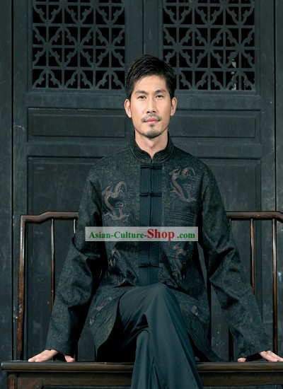 Chinese Classical Traditional Mandarin Blouse for Man-Brave Dragon
