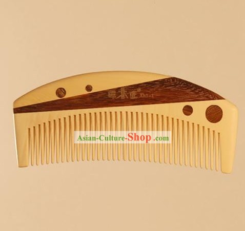 Chinese Carpenter Tan 100 Percent Hand Made and Carved Natural Wood Comb