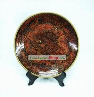 Chinese Ancient Style Dragon Pair Closionne Plate