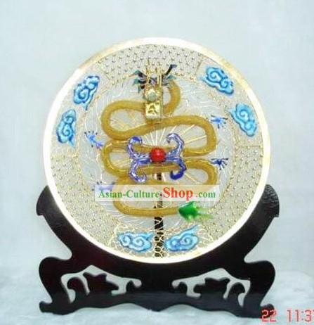 Chinesische Palace Cloisonne Drachen Playing Kugelplatte