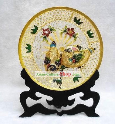 Chinese Classic Cloisonne Mandarin Ducks Plate-Geschenk für Verliebte