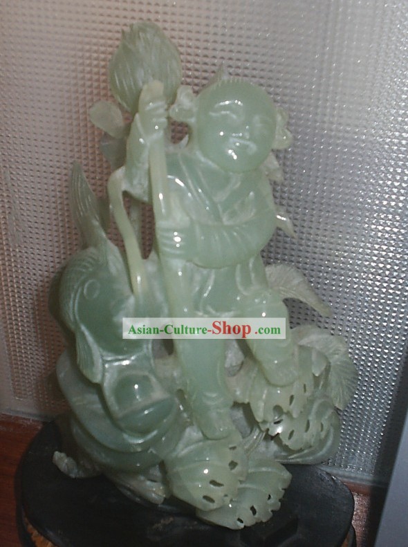 Chinese Classical Exquisite Hand Carved Jade Craft-Harving Jahr
