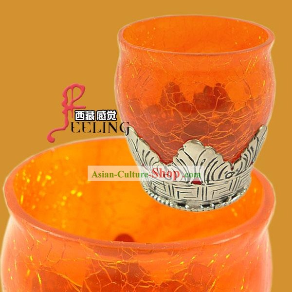 チベット見事なカラー釉アイ​​スカップ