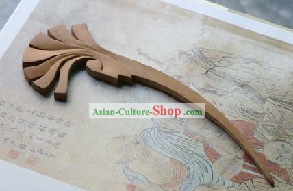 Esculpido mão Pin cabelo chinês tradicional Walnut (Hairpin) - Missing