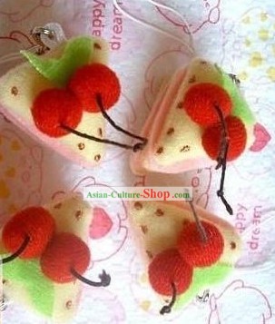 Cute Hand Made Velvet Pendant Cherry Cake