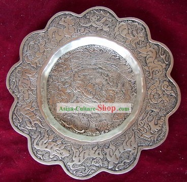 China Miao Tribe Silver Plate-Mandarin Ducks