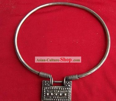 China Miao Tribe Silver Lock Necklace
