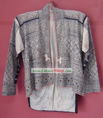 Stunning Miao Minority Silk Thread Hand Embroidery Batik Jacket for Man
