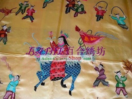 Chinese Hand Embroidery Bedcover-Hundreds of Children