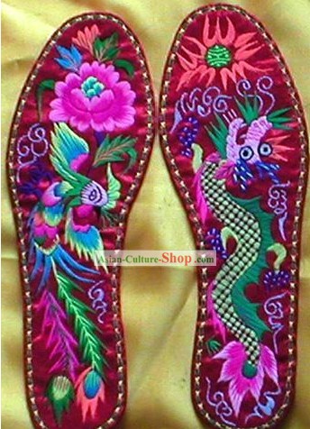 Chinese Hand Embroidery Insole-Dragon and Phoenix