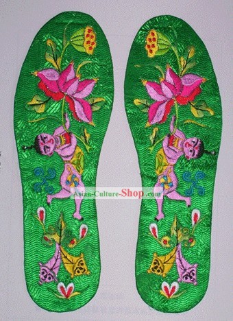 Chinese Hand Embroidery Insole-Lotus Child