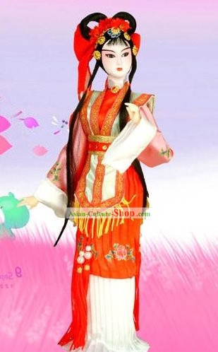 De seda hecho a mano figura muñeca de Pekín - Hong Niang de El Romance de la Cámara occidental