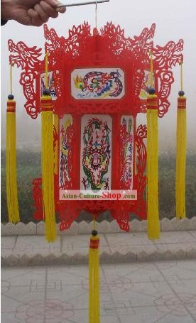 Large Hand Carved Chinese Traditional Paper Palace Lantern - Dragons (2 sets)