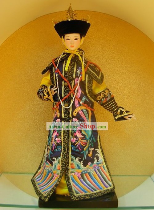 Grandes bordados hechos a mano de seda de Pekín figura muñeca de colección - la emperatriz de la dinastía Ming