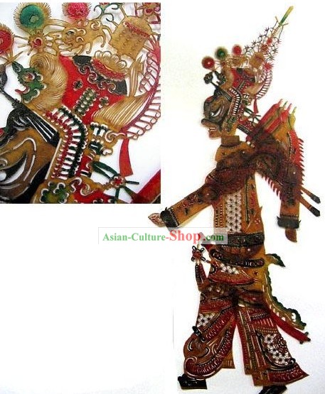 Chinese Hand Carved Folk Shadow Play Figurine-Ba Wang (Emperor)