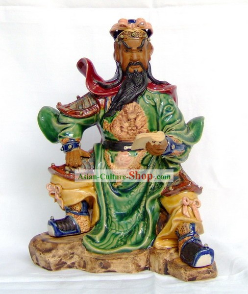 Shiwan Керамика Ремесленная Masterpiecs китайский гонг Гуань Чтение ночью Статуя