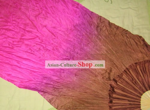 Supreme Bamboo Handle Chinese Traditional Silk Dance Fan (purple to brown color transition)
