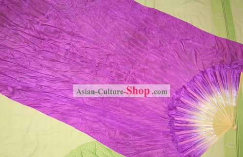 Supreme Bamboo Handle Chinese Traditional Silk Dance Fan (purple)