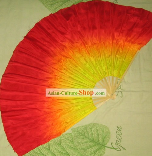 Supreme Bamboo Griff Chinese Traditional Silk Dance Fan (gelb bis rot-Übergang)