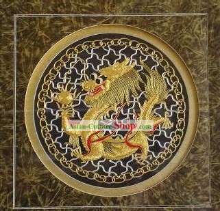 Chinese Classic Hand Embroidered Dragon Head Lion