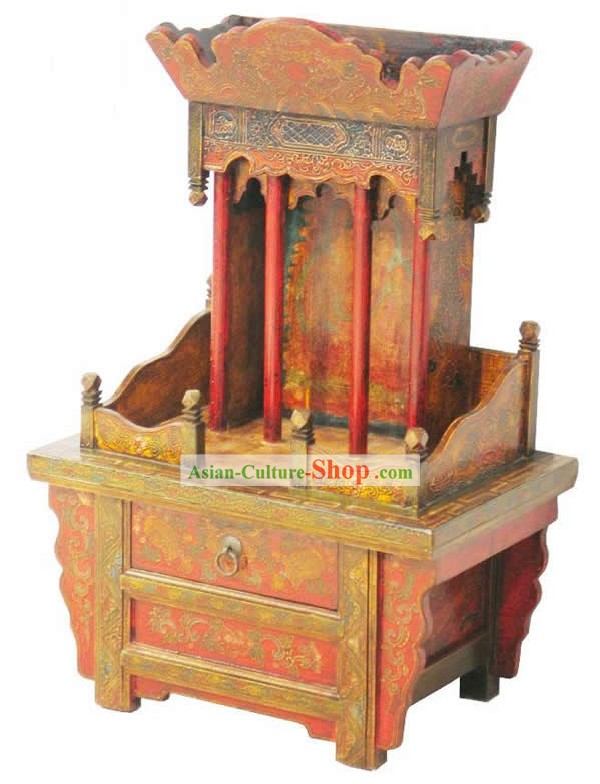 Hand Made and Painted Large Tibet Alter Cabinet