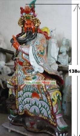 138cm 하이 인상적 중국어 Shiwan 도자기 관 공 동상