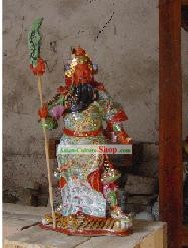 High Chinese Jingde Colorful Ceramics Gwan Gong Statue