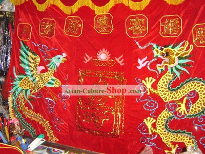 Chinese Traditional Dragon Phoenix Hochzeit Backdrop