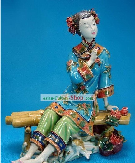 Классическая Китайская статуя Shiwan - Древний Леди Кроме воды