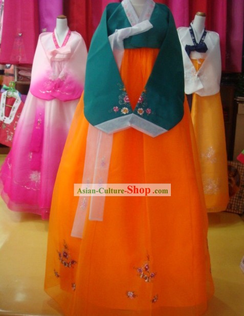 Traditional Korean Hanbok Complete Set for Women (orange)
