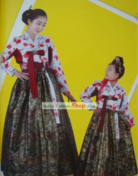 Hanbok coreano tradicional Handmade para Mãe e Filha (2 conjuntos)